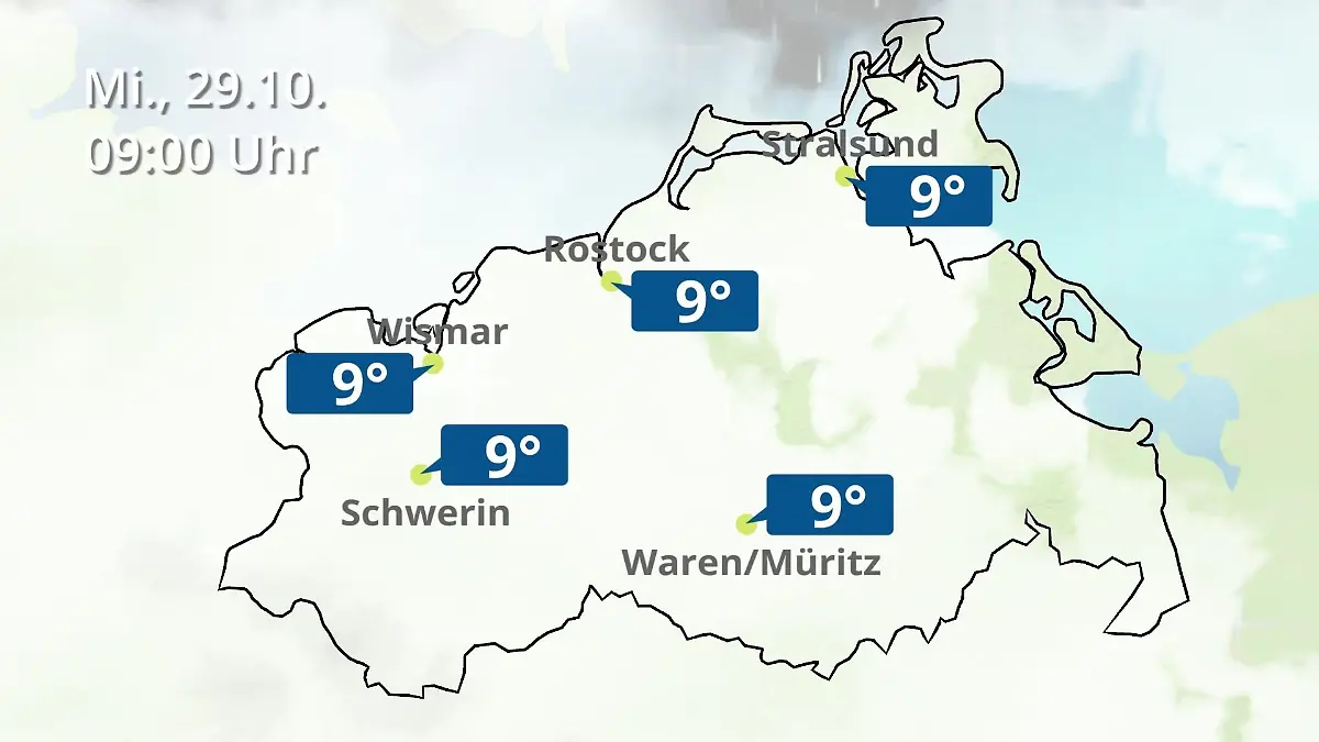 Mecklenburg-Vorpommern: Wie wird das Wetter? Regen- und Wolkenfilm für Rostock, Rügen und die Ostseeküste