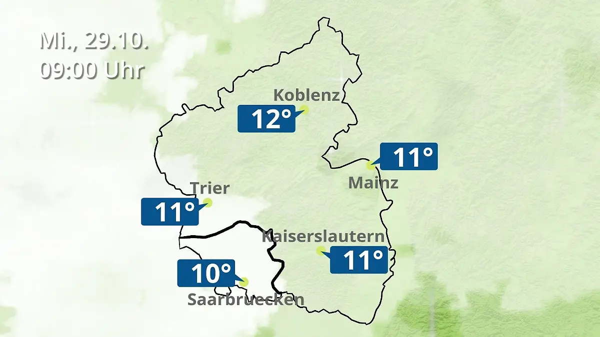 Rheinland-Pfalz, Saarland: Wie wird das Wetter? Regen- und Wolkenfilm für Mainz, Koblenz und Trier