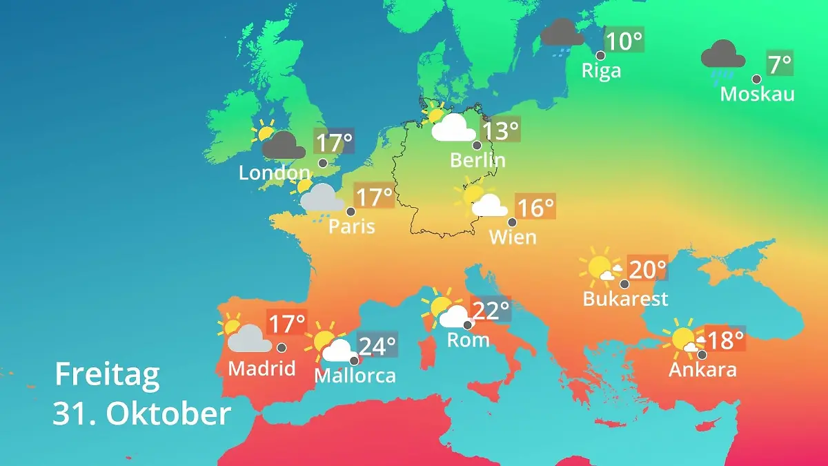 Europa: Wie wird das Wetter? Prognose: Temperaturen von Spanien bis zur Türkei