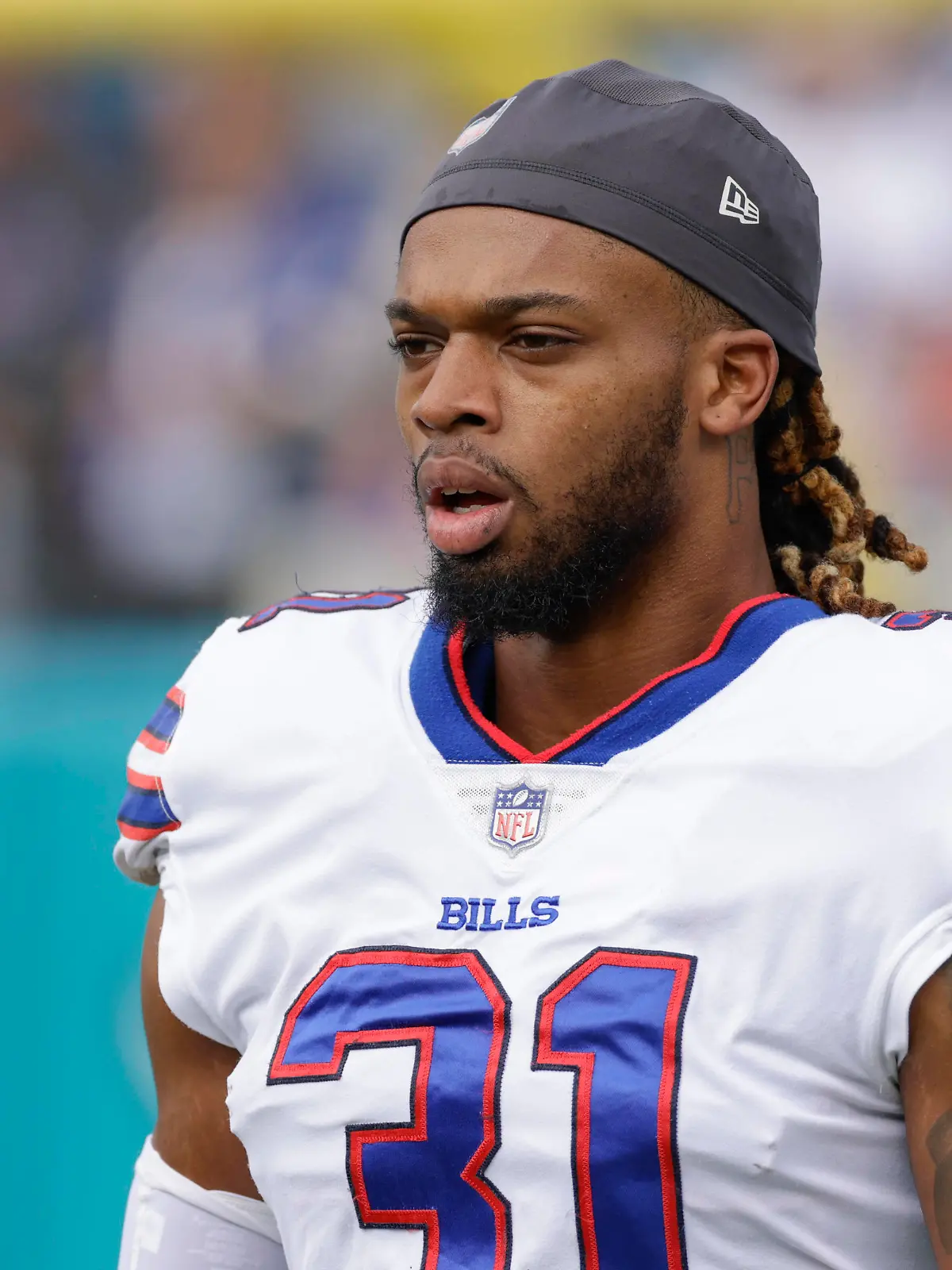 JACKSONVILLE, FL - NOVEMBER 07: Buffalo Bills safety Damar Hamlin 31 during the game between the Buffalo Bills and the Jacksonville Jaguars on November 7, 2021 at TIAA Bank Field in Jacksonville, FL. Photo by David Rosenblum/Icon Sportswire NFL, American Football Herren, USA NOV 07 Bills at Jaguars Icon21110756511 