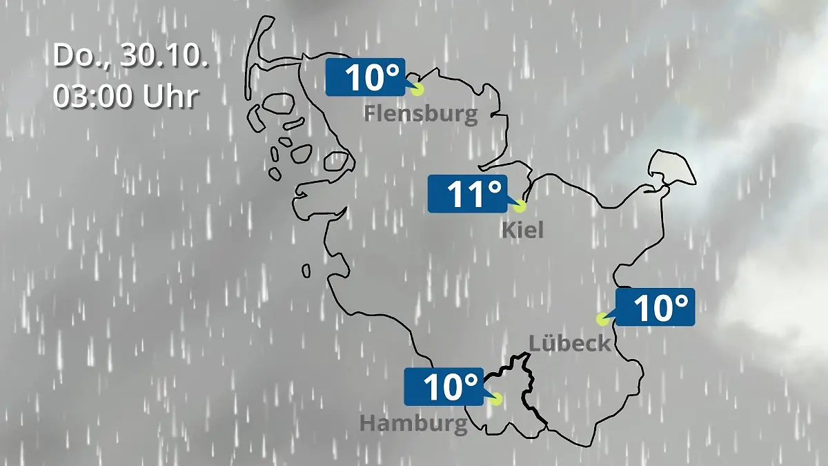 Hamburg, Schleswig-Holstein: Wie wird das Wetter? Regen- und Wolkenfilm für die Nordsee- und Ostseeküste