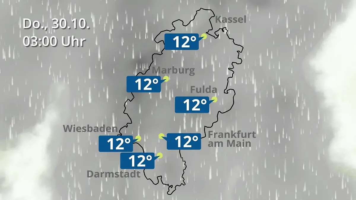 Hessen: Wie wird das Wetter? Regen- und Wolkenfilm für Frankfurt am Main und Wiesbaden