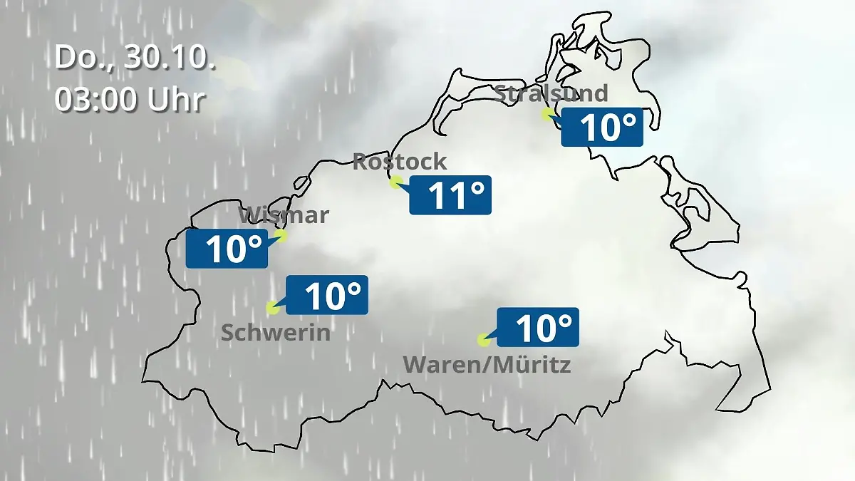 Mecklenburg-Vorpommern: Wie wird das Wetter? Regen- und Wolkenfilm für Rostock, Rügen und die Ostseeküste