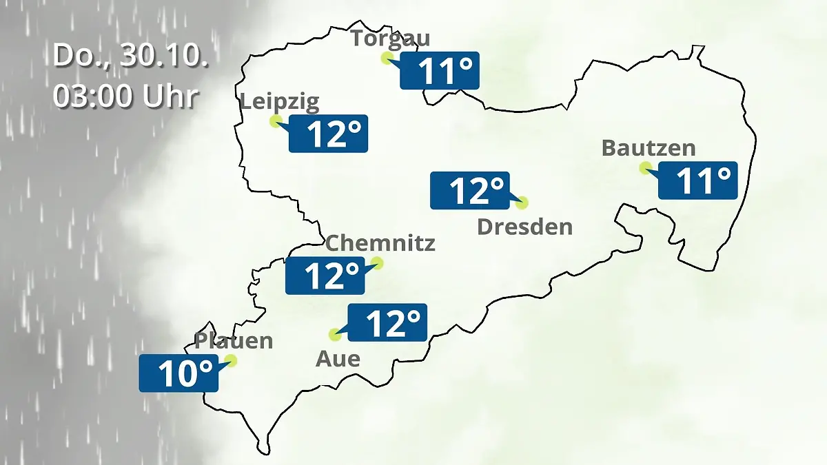 Sachsen: Wie wird das Wetter? Regen- und Wolkenfilm für Chemnitz, Dresden und Leipzig