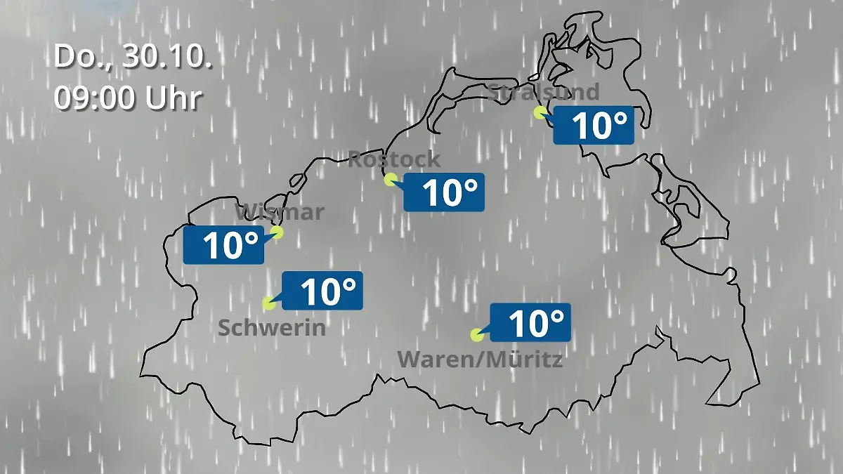 Mecklenburg-Vorpommern: Wie wird das Wetter? Regen- und Wolkenfilm für Rostock, Rügen und die Ostseeküste