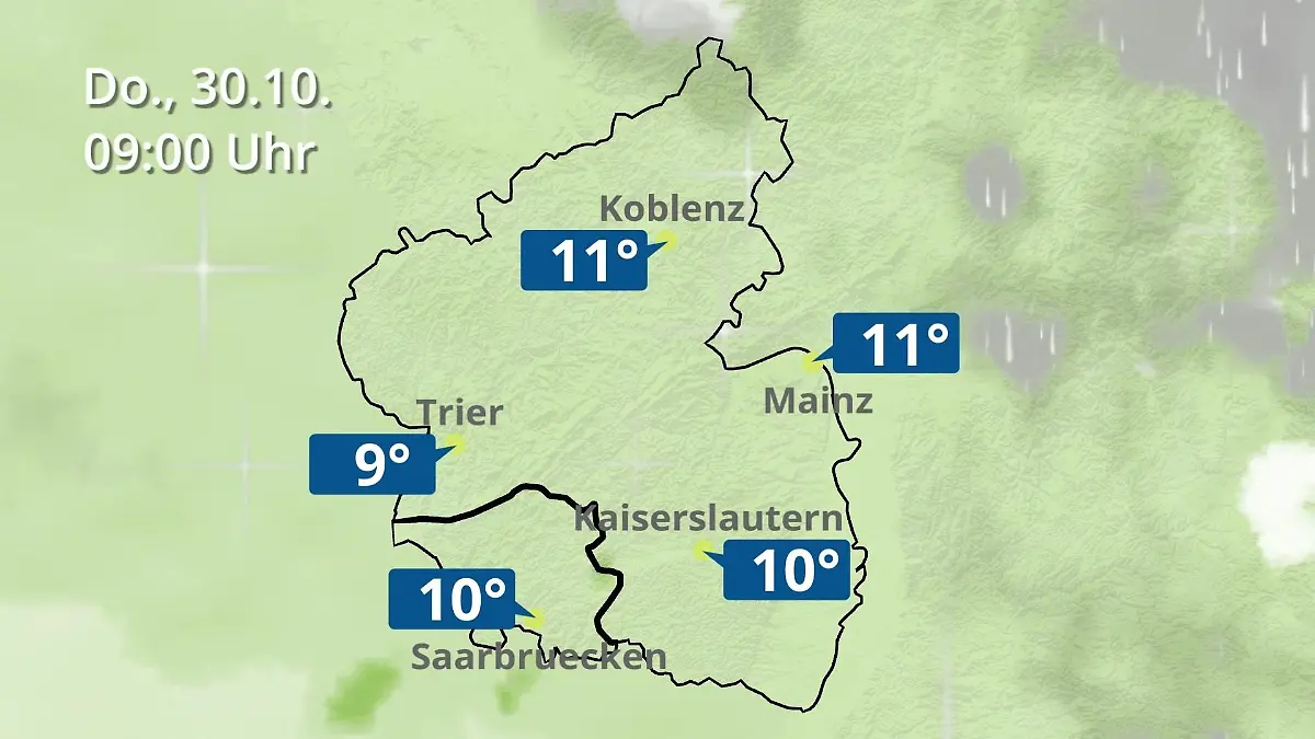 Rheinland-Pfalz, Saarland: Wie wird das Wetter? Regen- und Wolkenfilm für Mainz, Koblenz und Trier