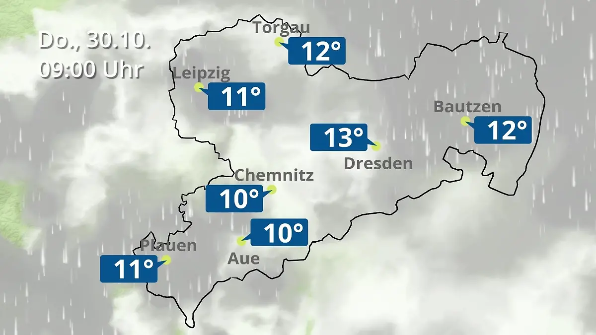 Sachsen: Wie wird das Wetter? Regen- und Wolkenfilm für Chemnitz, Dresden und Leipzig