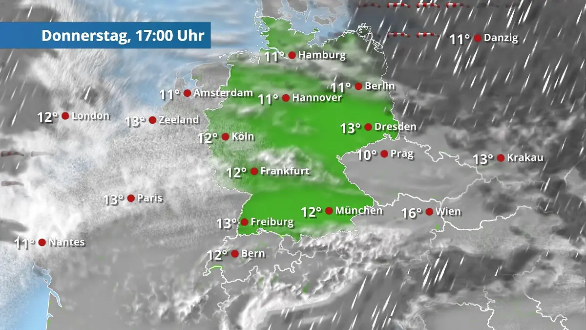 Prognose vom 30. Oktober Der Regen- und Wolkenfilm für 48 Stunden