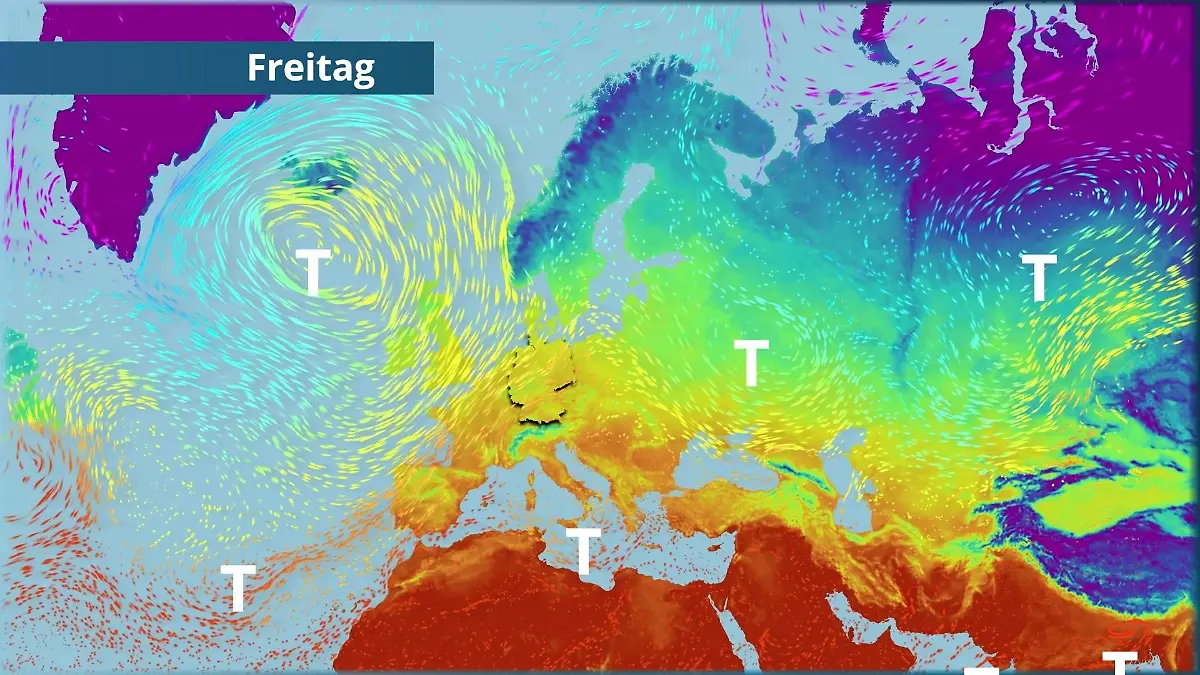Kein starkes Herbst-Hoch zu sehen Der Strömungsfilm für Europa für 5 Tage