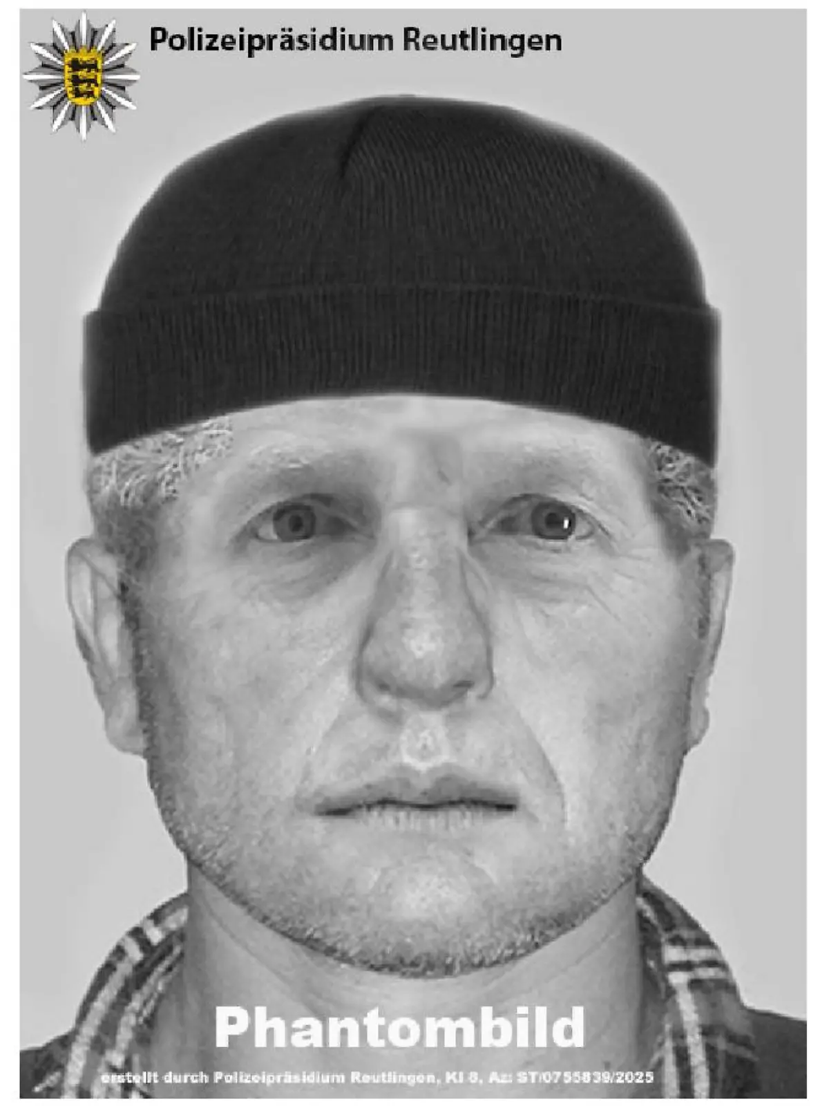 Mit diesem Phantombild sucht die Polizei nach dem Täter.