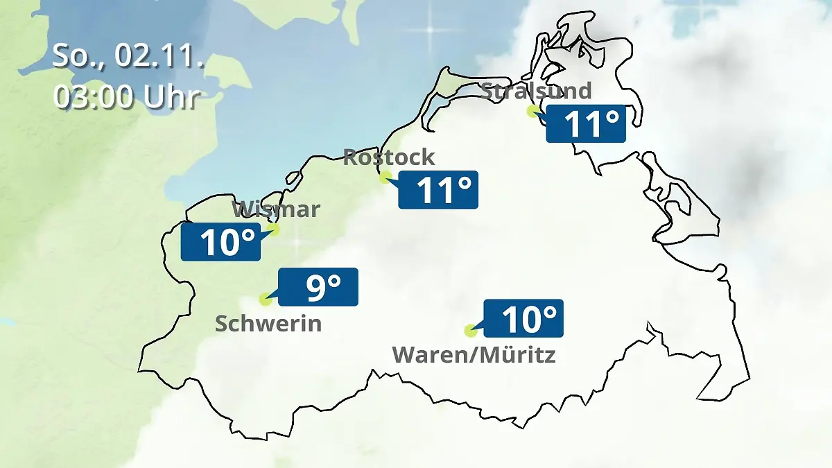 Mecklenburg-Vorpommern: Wie wird das Wetter? Regen- und Wolkenfilm für Rostock, Rügen und die Ostseeküste