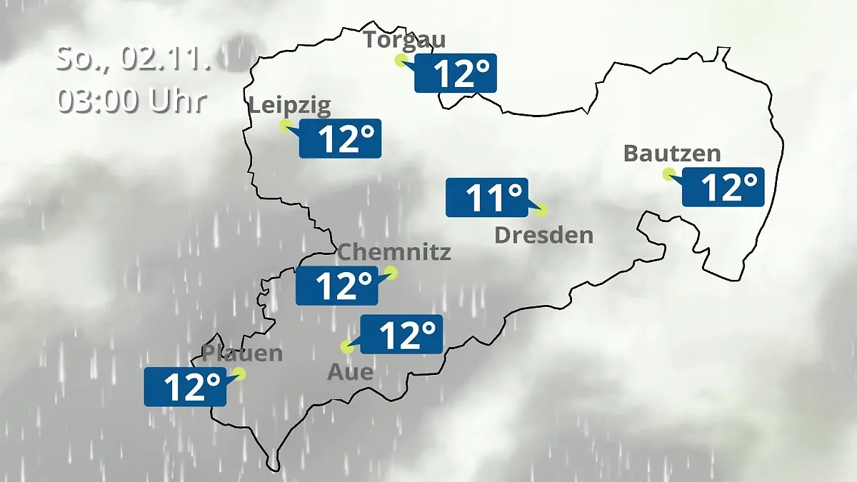 Sachsen: Wie wird das Wetter? Regen- und Wolkenfilm für Chemnitz, Dresden und Leipzig