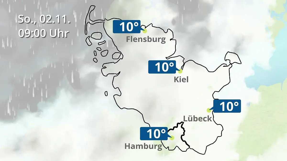 Hamburg, Schleswig-Holstein: Wie wird das Wetter? Regen- und Wolkenfilm für die Nordsee- und Ostseeküste