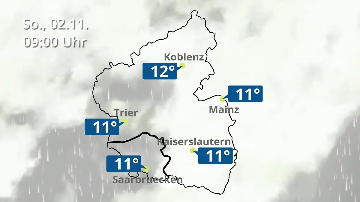 Rheinland-Pfalz, Saarland: Wie wird das Wetter? Regen- und Wolkenfilm für Mainz, Koblenz und Trier