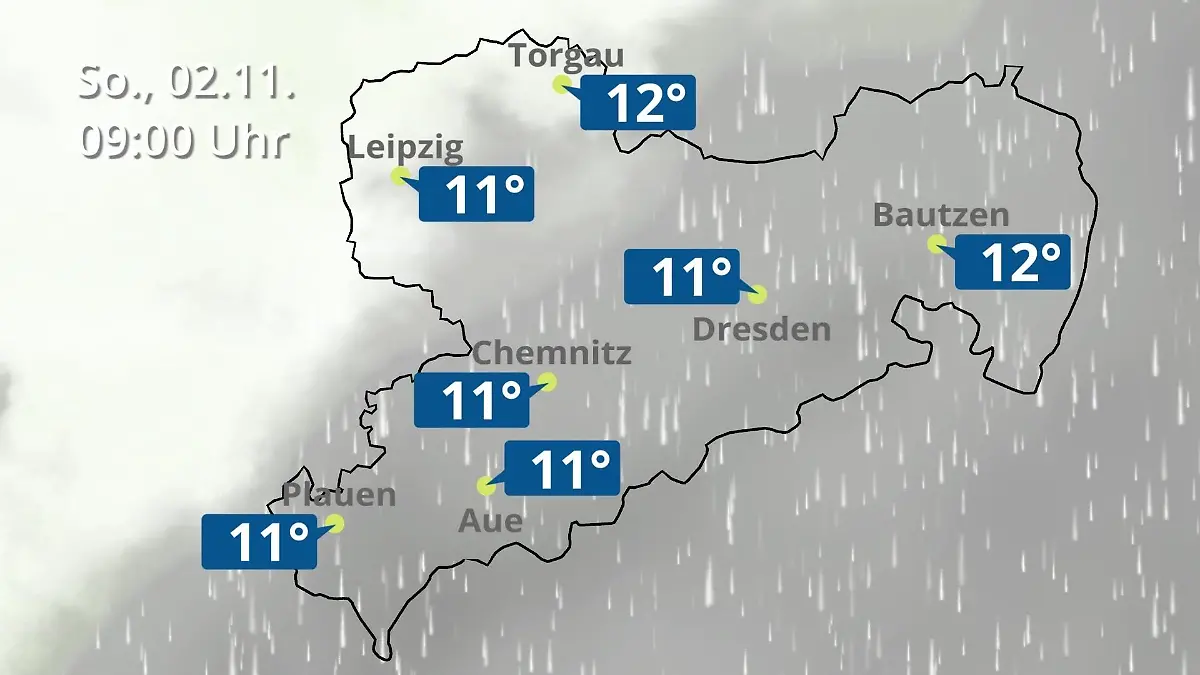 Sachsen: Wie wird das Wetter? Regen- und Wolkenfilm für Chemnitz, Dresden und Leipzig