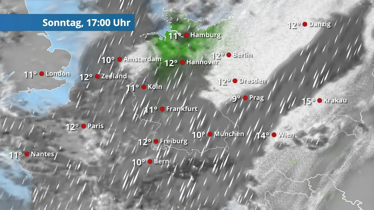 Prognose vom 2. November Der Regen- und Wolkenfilm für 48 Stunden