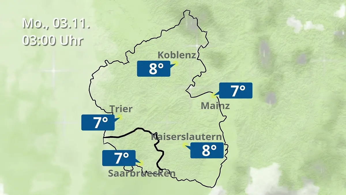 Rheinland-Pfalz, Saarland: Wie wird das Wetter? Regen- und Wolkenfilm für Mainz, Koblenz und Trier