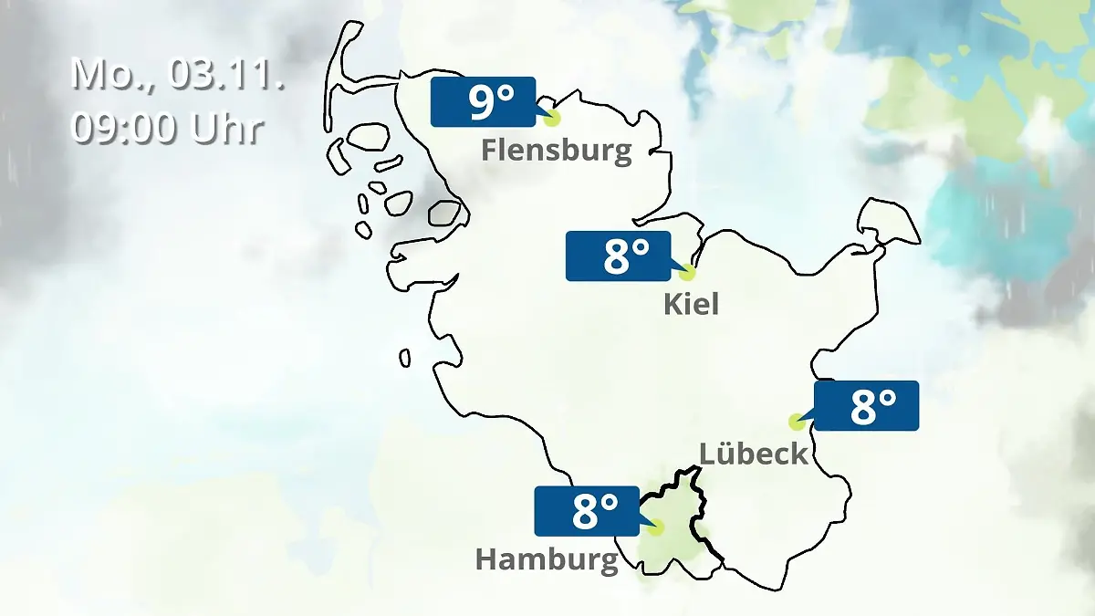 Hamburg, Schleswig-Holstein: Wie wird das Wetter? Regen- und Wolkenfilm für die Nordsee- und Ostseeküste