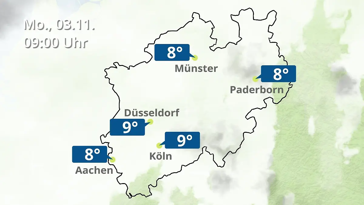 Nordrhein-Westfalen: Wie wird das Wetter? Regen- und Wolkenfilm für Köln, Düsseldorf und Münster