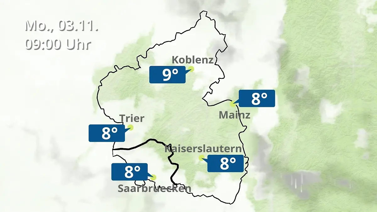 Rheinland-Pfalz, Saarland: Wie wird das Wetter? Regen- und Wolkenfilm für Mainz, Koblenz und Trier