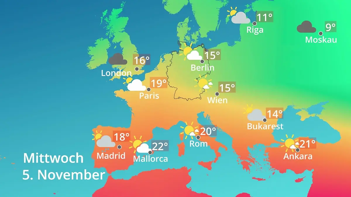 Europa: Wie wird das Wetter? Prognose: Temperaturen von Spanien bis zur Türkei