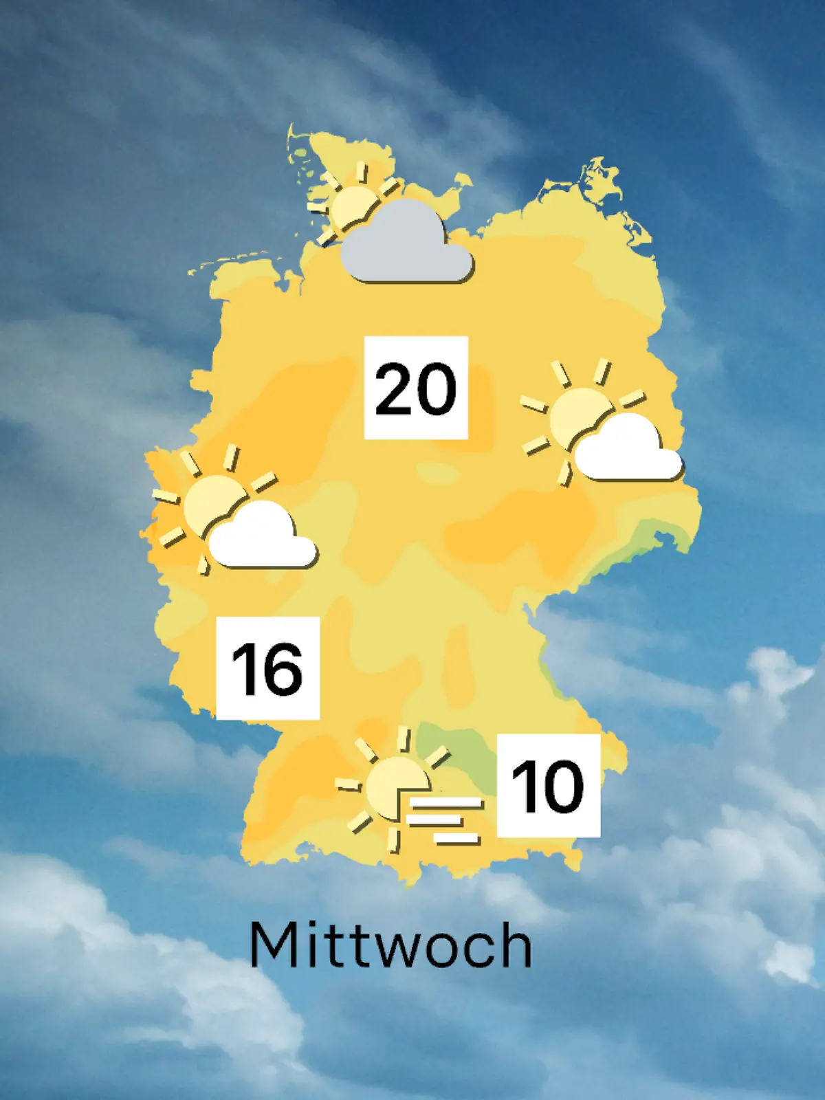 Mittwoch und Donnerstag gibt es regional Höchstwerte um 20 Grad und dazu viel Sonnenschein!