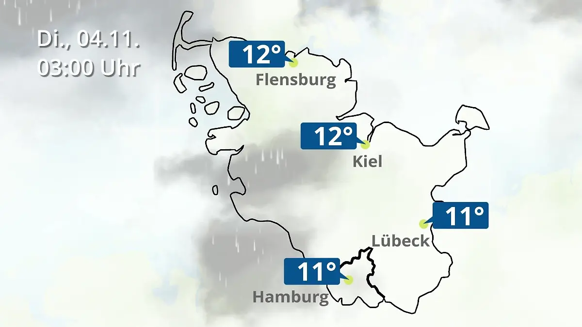 Hamburg, Schleswig-Holstein: Wie wird das Wetter? Regen- und Wolkenfilm für die Nordsee- und Ostseeküste