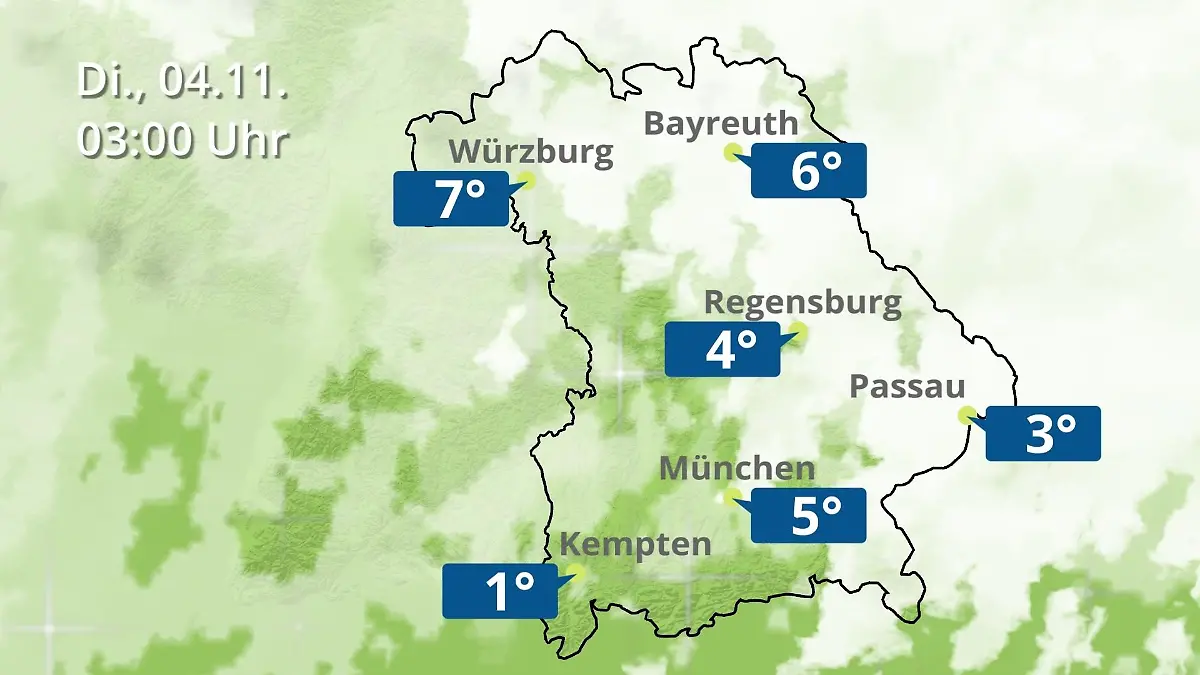 Bayern: Wie wird das Wetter? Regen- und Wolkenfilm für München, Regensburg und Würzburg