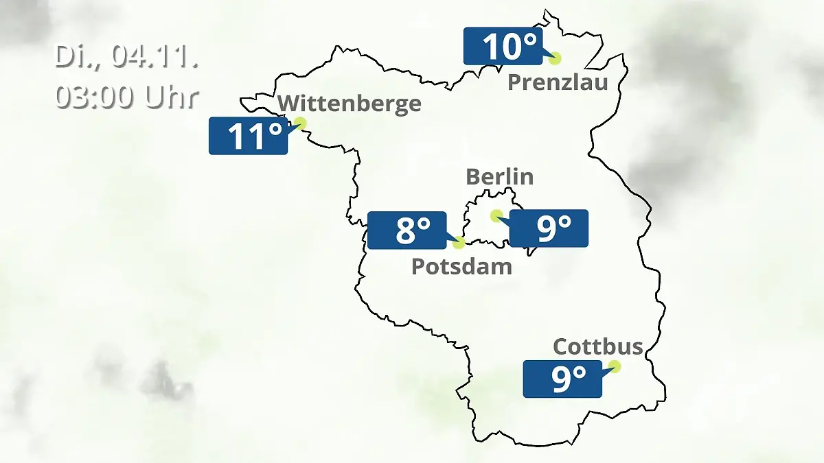 Berlin und Brandenburg: Wie wird das Wetter? Regen- und Wolkenfilm für Potsdam, Cottbus und Wittenberge