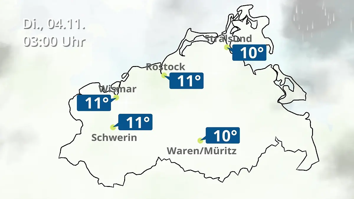 Mecklenburg-Vorpommern: Wie wird das Wetter? Regen- und Wolkenfilm für Rostock, Rügen und die Ostseeküste