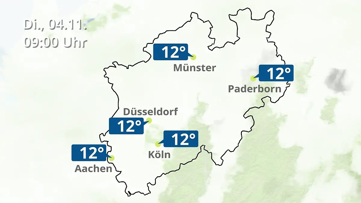 Nordrhein-Westfalen: Wie wird das Wetter? Regen- und Wolkenfilm für Köln, Düsseldorf und Münster