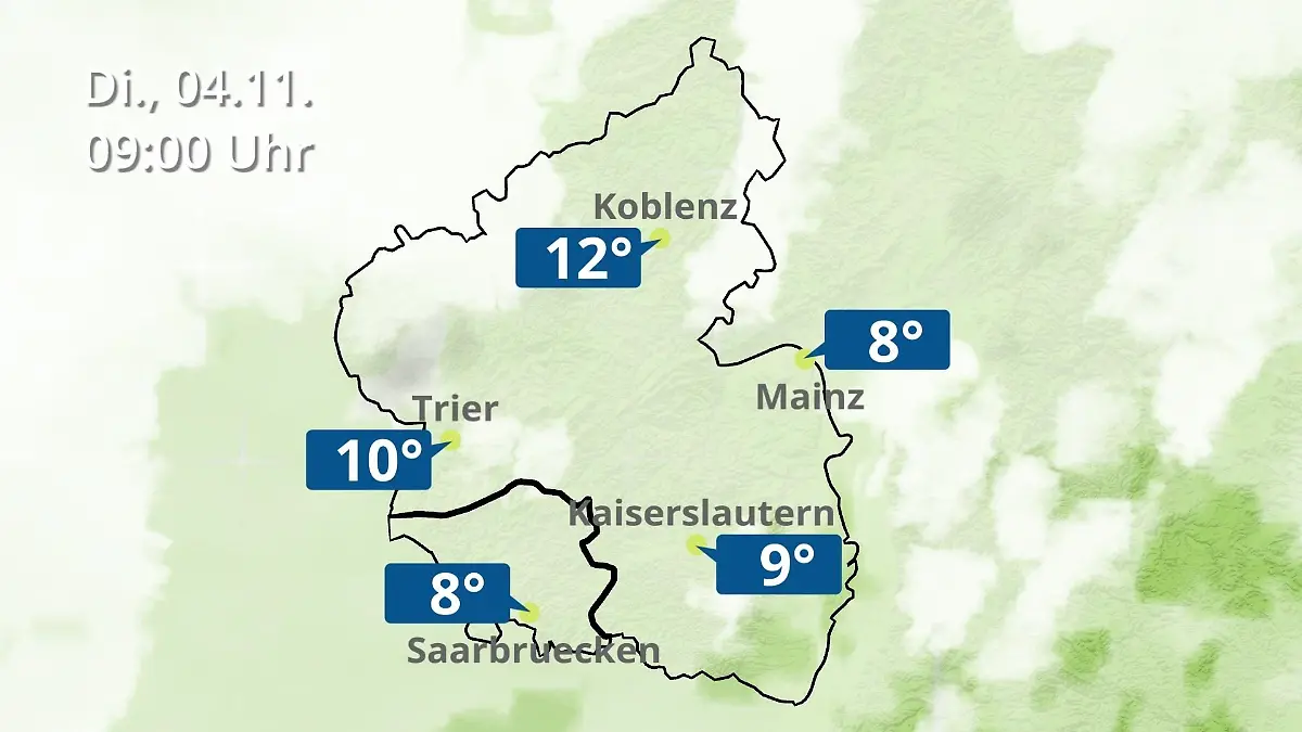 Rheinland-Pfalz, Saarland: Wie wird das Wetter? Regen- und Wolkenfilm für Mainz, Koblenz und Trier