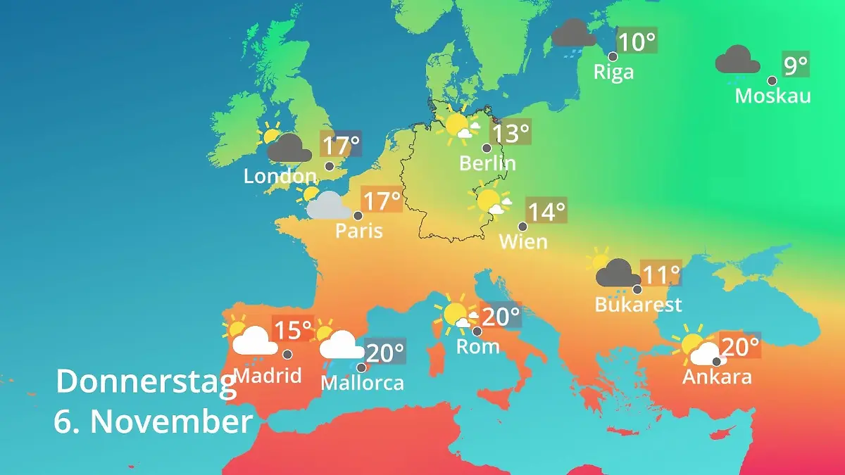 Europa: Wie wird das Wetter? Prognose: Temperaturen von Spanien bis zur Türkei