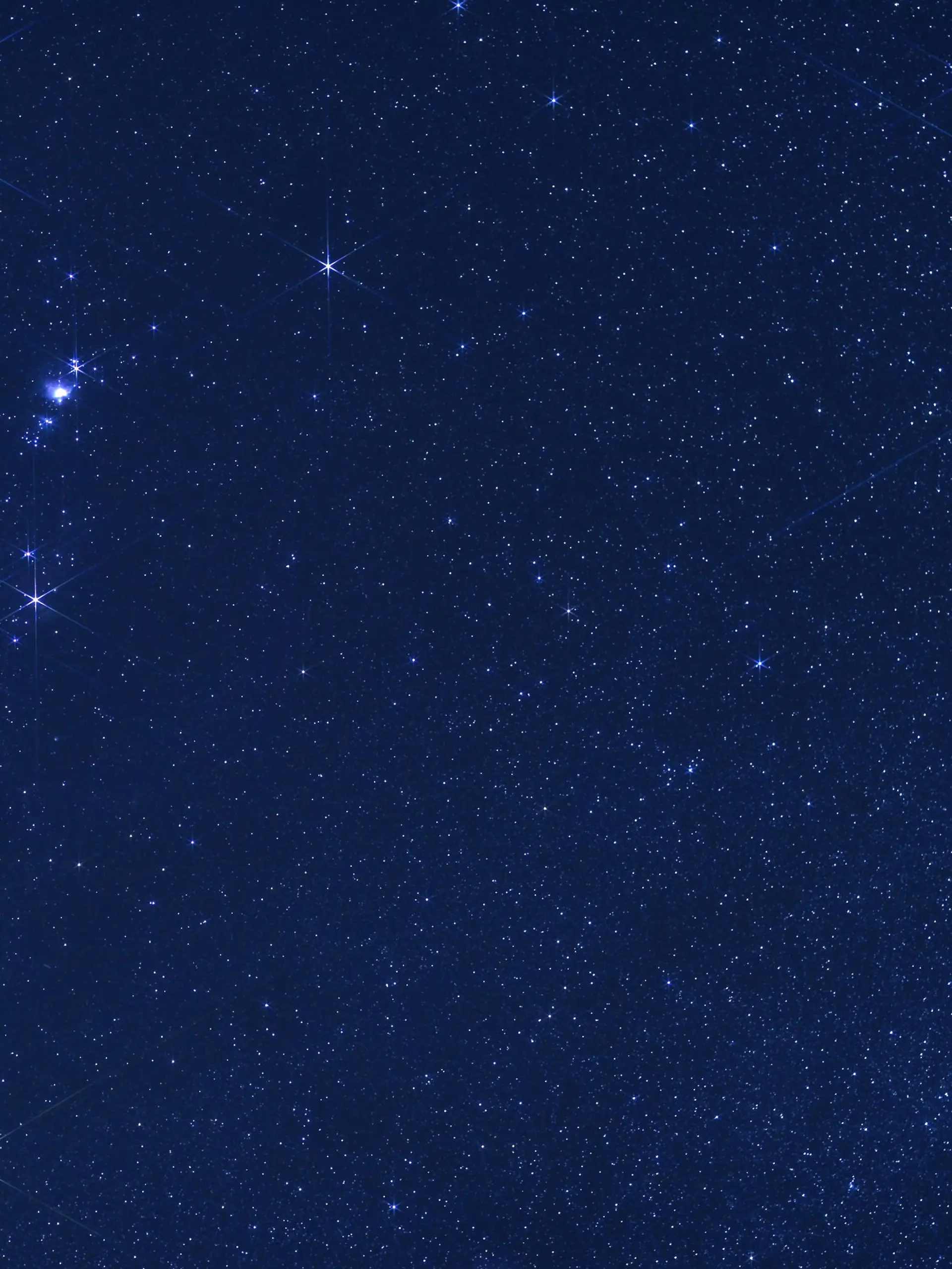 Thousands of stars shine in the sky on a dark night, with Sirius (upper right corner) and Orion constellation (to the left). Sirius is the brightest star in Earth's night sky, the name means "glowing" in Greek. Picture taken in March, Atacama Desert, Chile. Orion is one of the most recognizable constellations in the night sky named after a hunter in Greek mythology. Its brightest stars are Betelgeuse (Alpha Orionis,  red supergiant in the lower left corner, and Rigel (Beta Orionis, blue-white supergiant in the upper left corner). Three stars in a row (Mintaka, Alnilam and Alnitak) form Orion’s Belt while another three slightly up are Hunter’s Sword with hazy Messier M42 Orion Nebula.