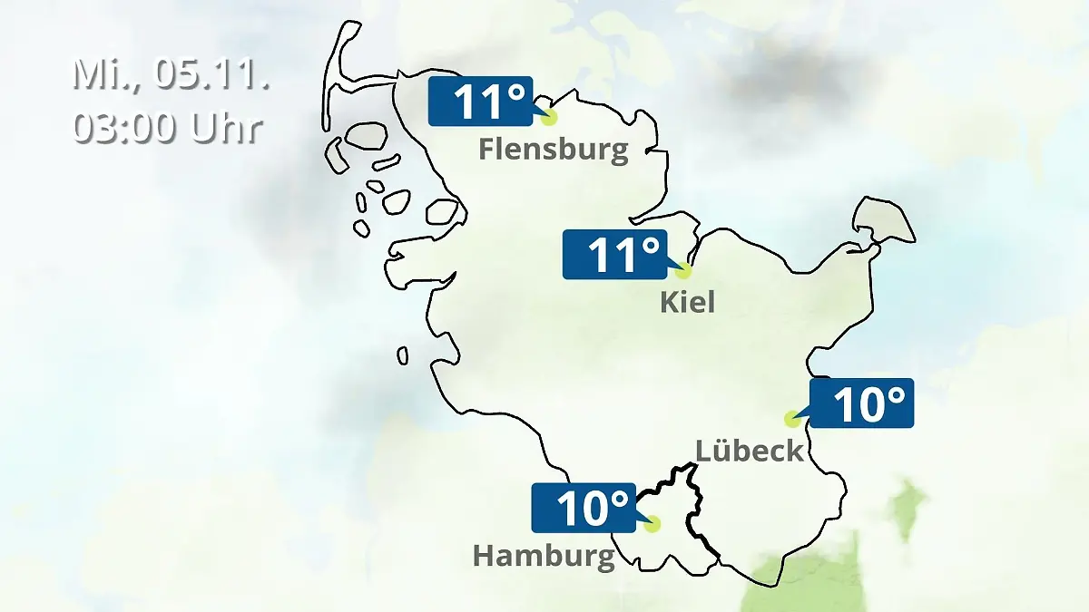 Hamburg, Schleswig-Holstein: Wie wird das Wetter? Regen- und Wolkenfilm für die Nordsee- und Ostseeküste