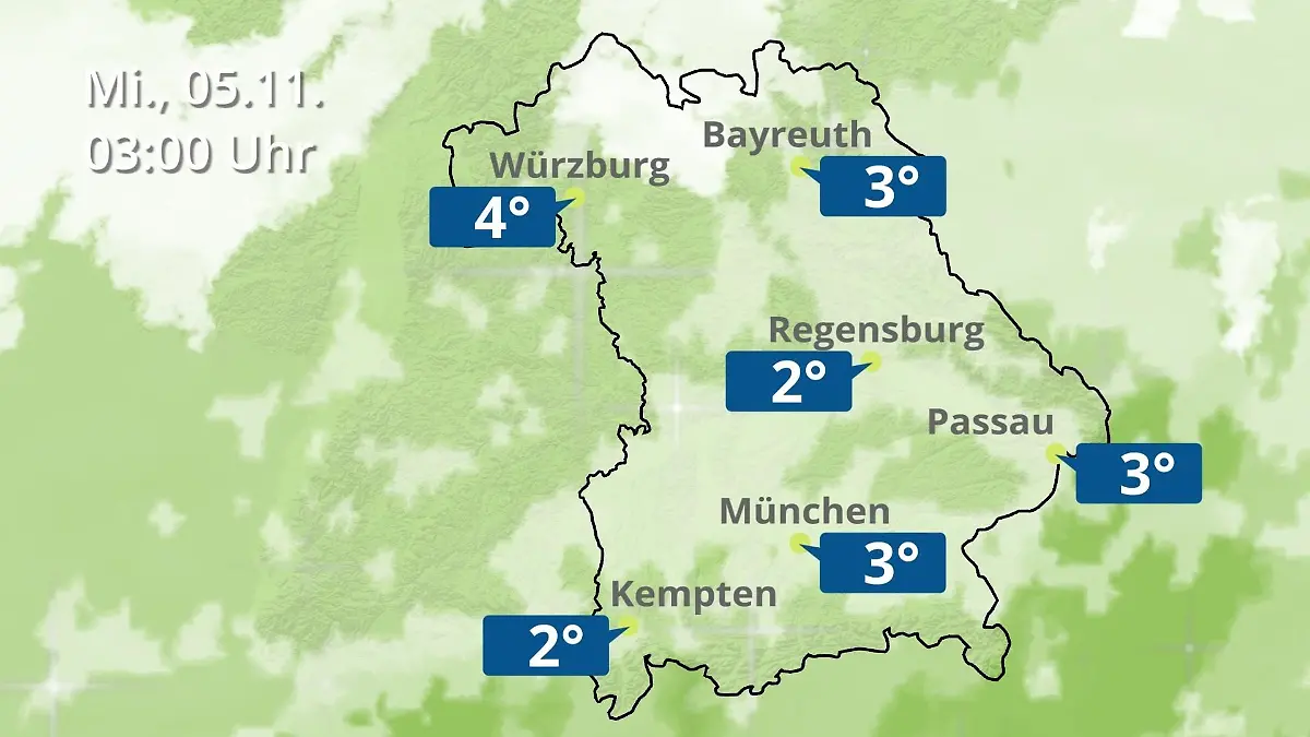 Bayern: Wie wird das Wetter? Regen- und Wolkenfilm für München, Regensburg und Würzburg