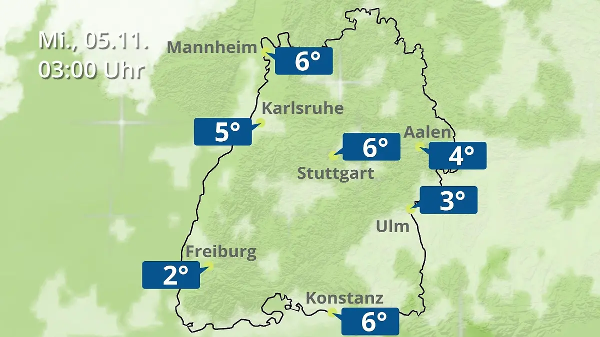 Baden-Württemberg: Wie wird das Wetter? Regen- und Wolkenfilm für Stuttgart, Mannheim und Karlsruhe