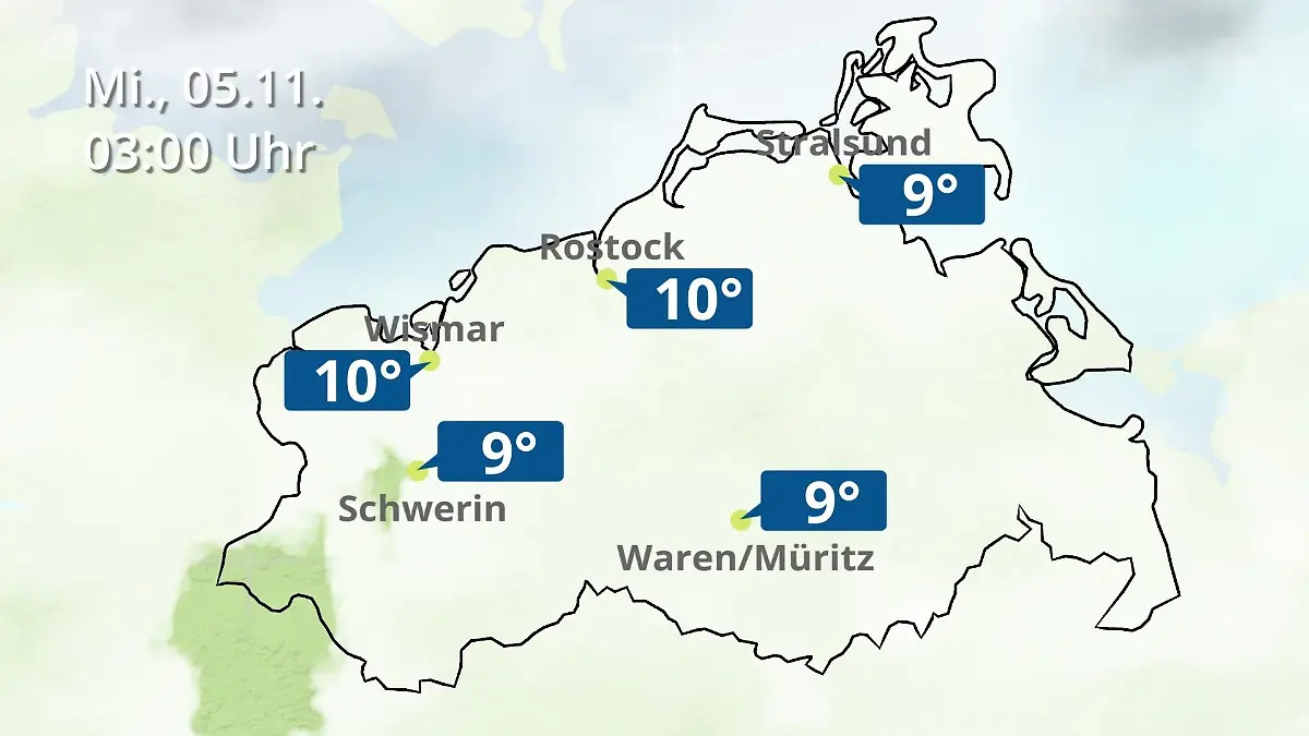 Mecklenburg-Vorpommern: Wie wird das Wetter? Regen- und Wolkenfilm für Rostock, Rügen und die Ostseeküste
