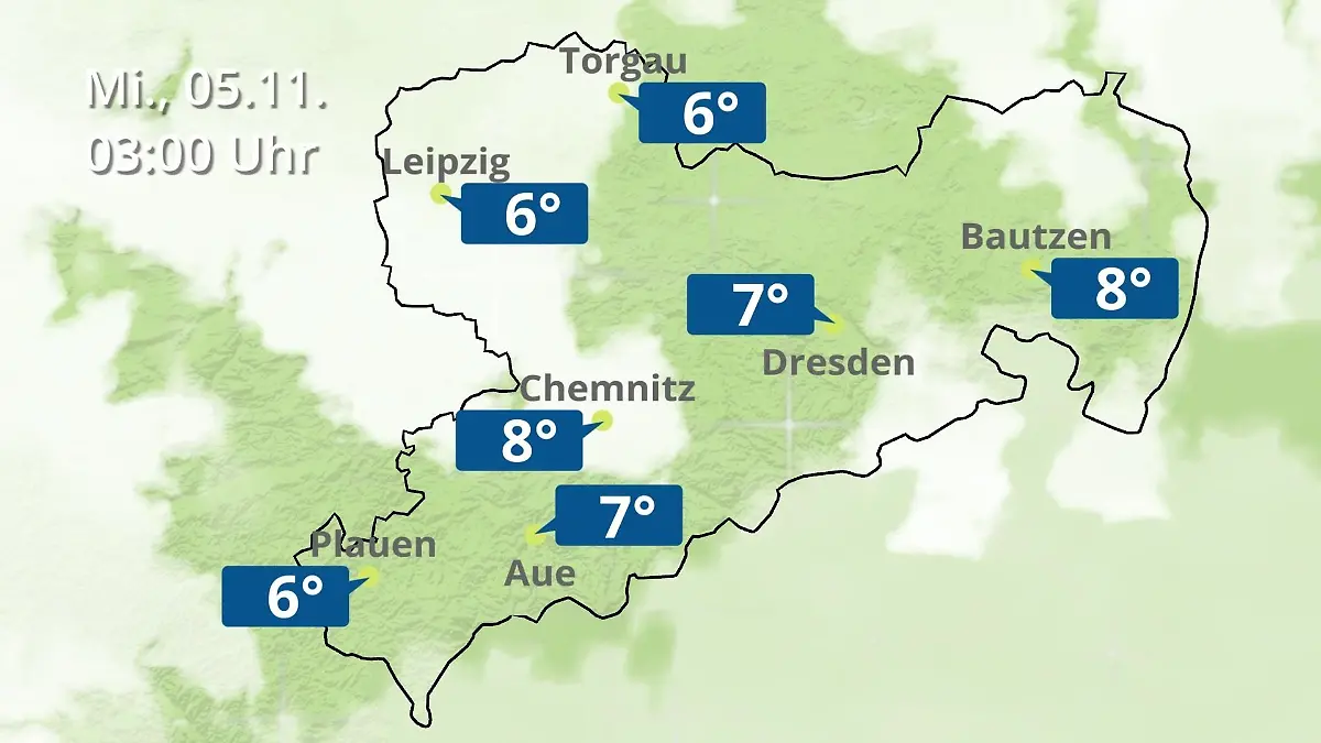 Sachsen: Wie wird das Wetter? Regen- und Wolkenfilm für Chemnitz, Dresden und Leipzig
