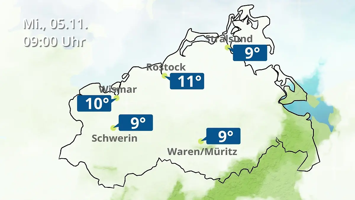 Mecklenburg-Vorpommern: Wie wird das Wetter? Regen- und Wolkenfilm für Rostock, Rügen und die Ostseeküste