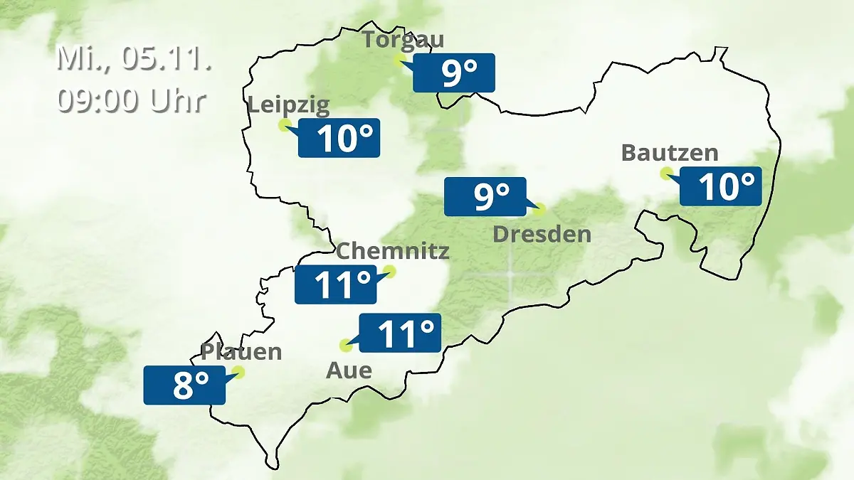 Sachsen: Wie wird das Wetter? Regen- und Wolkenfilm für Chemnitz, Dresden und Leipzig