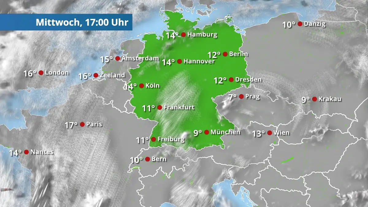 Prognose vom 5. November Der Regen- und Wolkenfilm für 48 Stunden