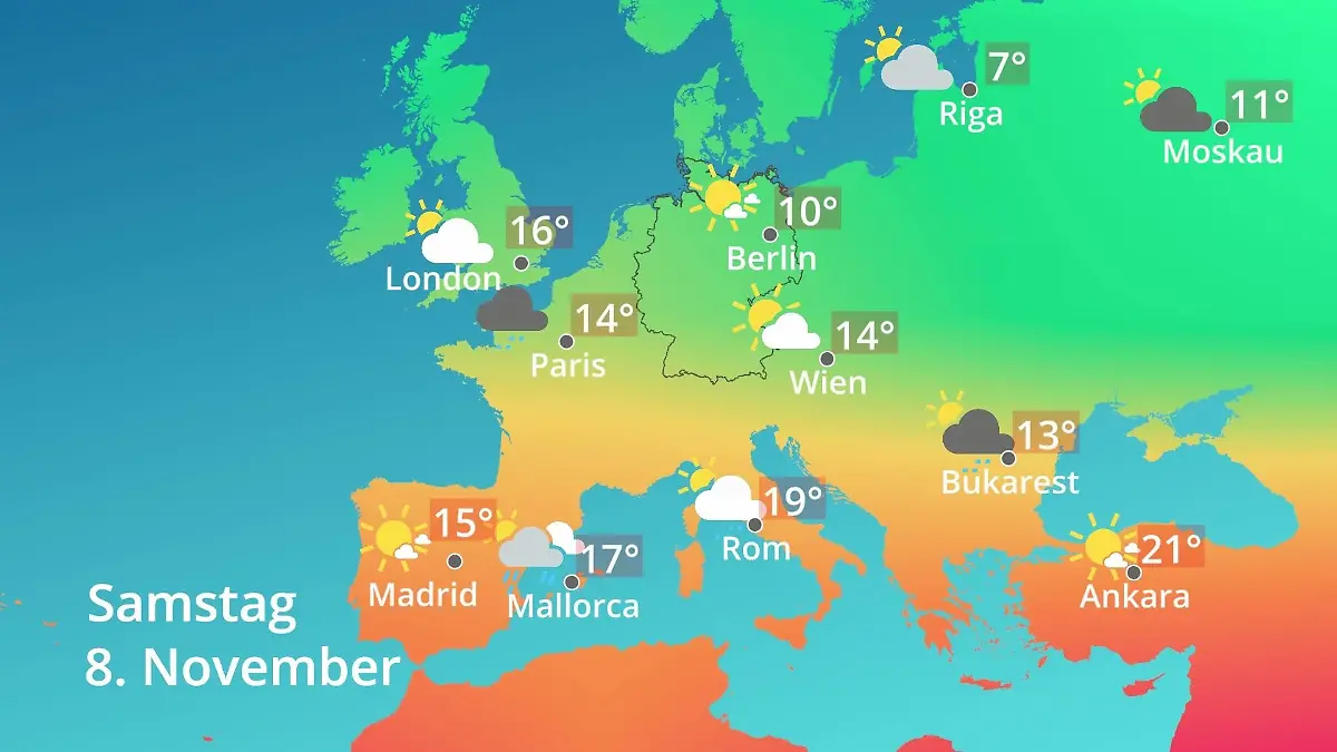 Europa: Wie wird das Wetter? Prognose: Temperaturen von Spanien bis zur Türkei