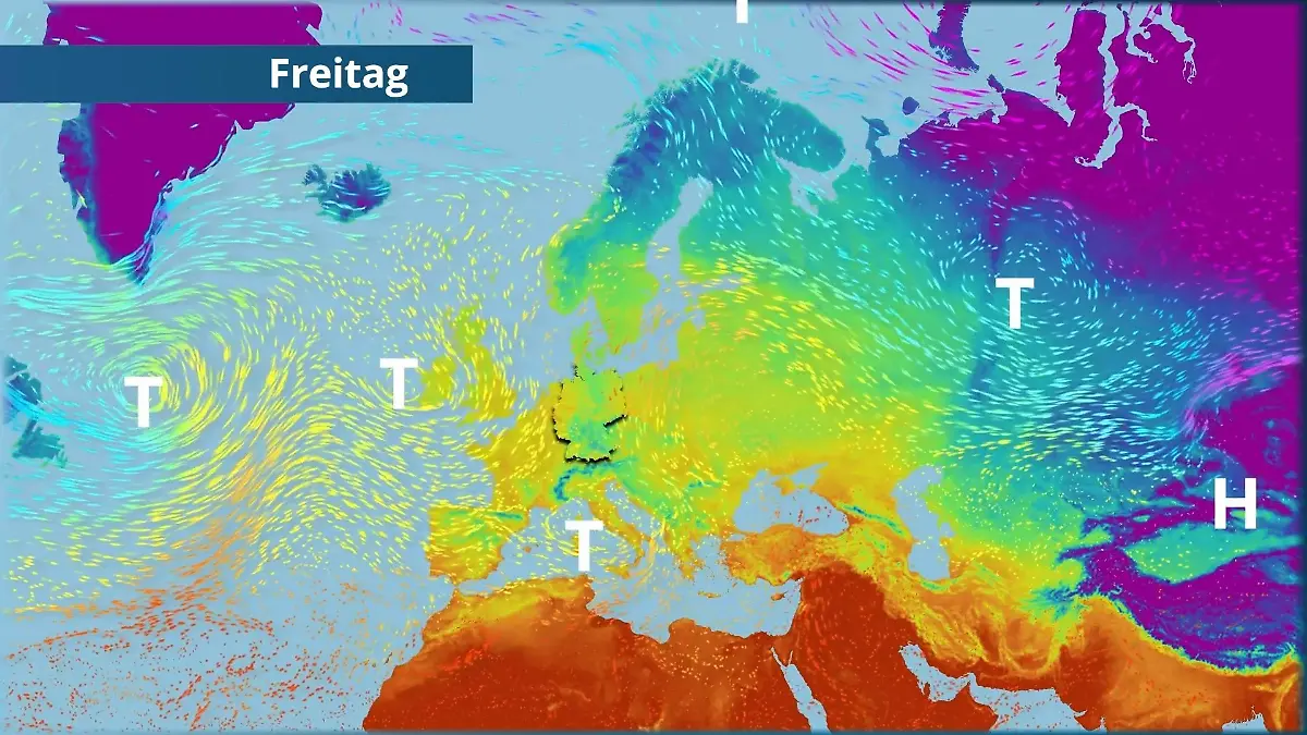 Wetterwechsel bringt kältere Luft zum Wochenende Der Strömungsfilm für Europa für 5 Tage