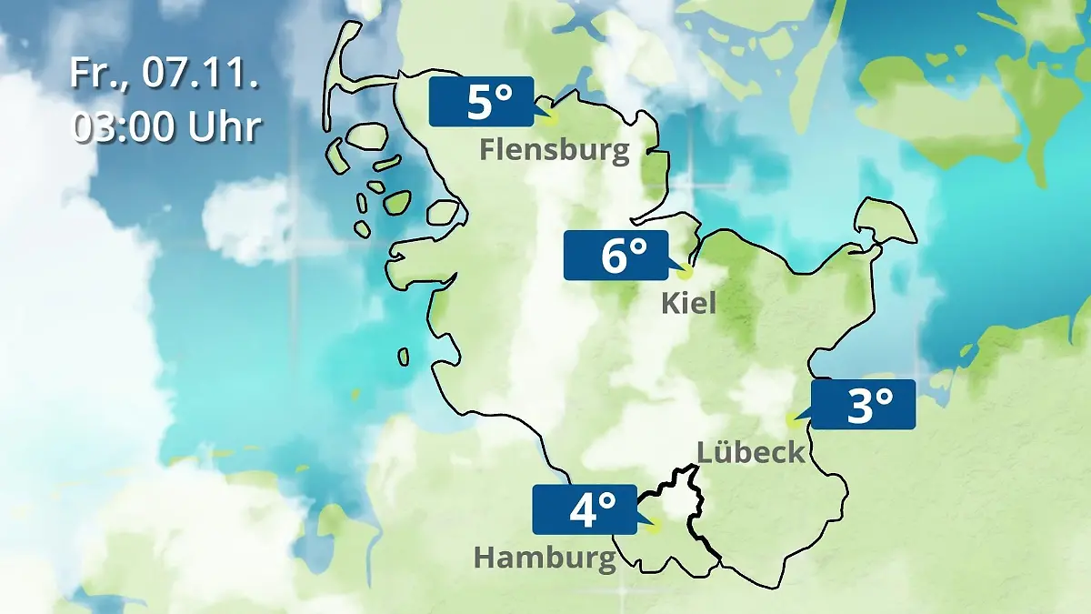 Hamburg, Schleswig-Holstein: Wie wird das Wetter? Regen- und Wolkenfilm für die Nordsee- und Ostseeküste