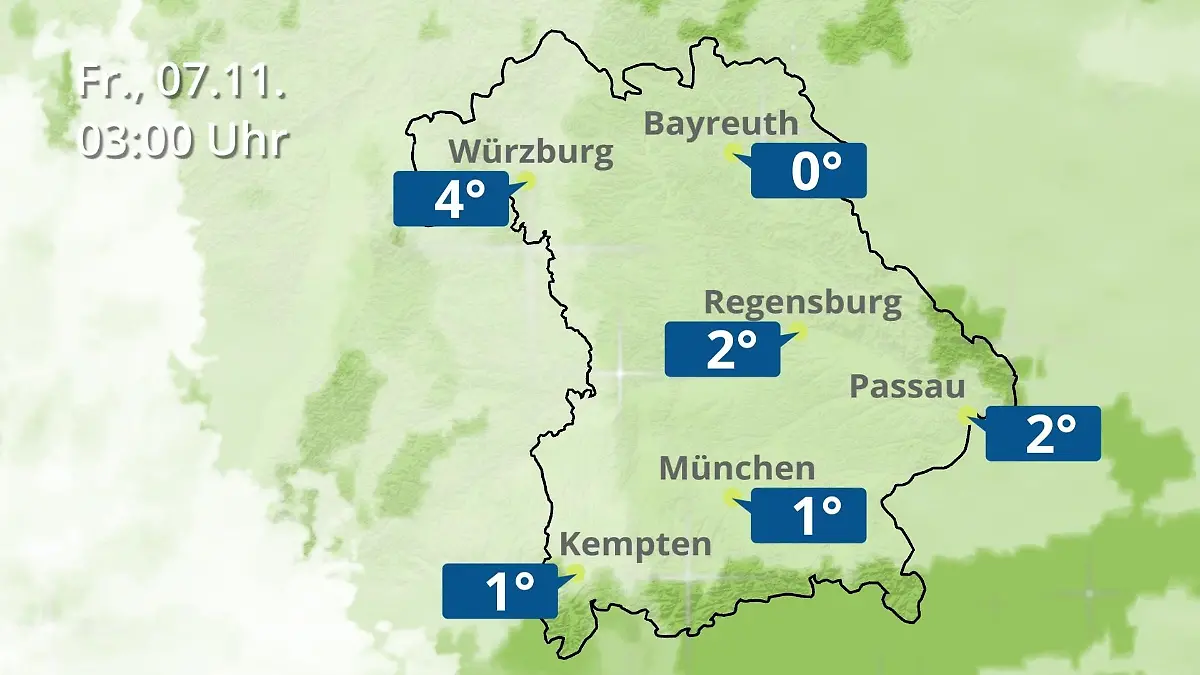 Bayern: Wie wird das Wetter? Regen- und Wolkenfilm für München, Regensburg und Würzburg