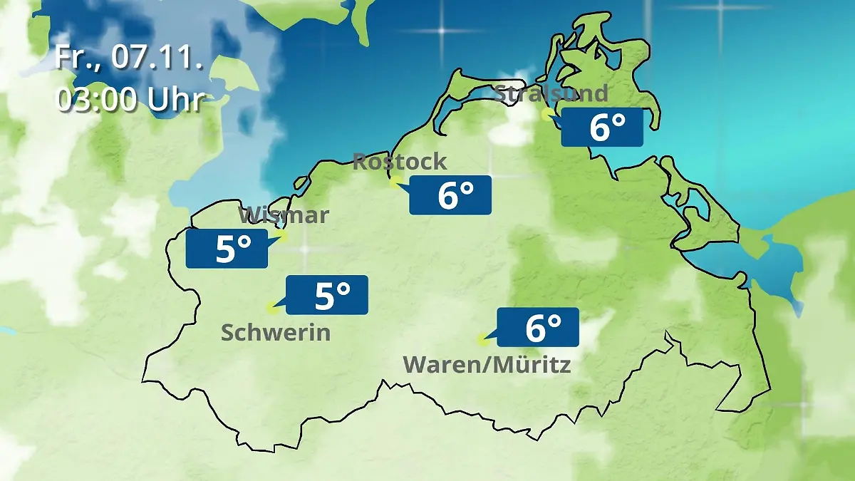 Mecklenburg-Vorpommern: Wie wird das Wetter? Regen- und Wolkenfilm für Rostock, Rügen und die Ostseeküste