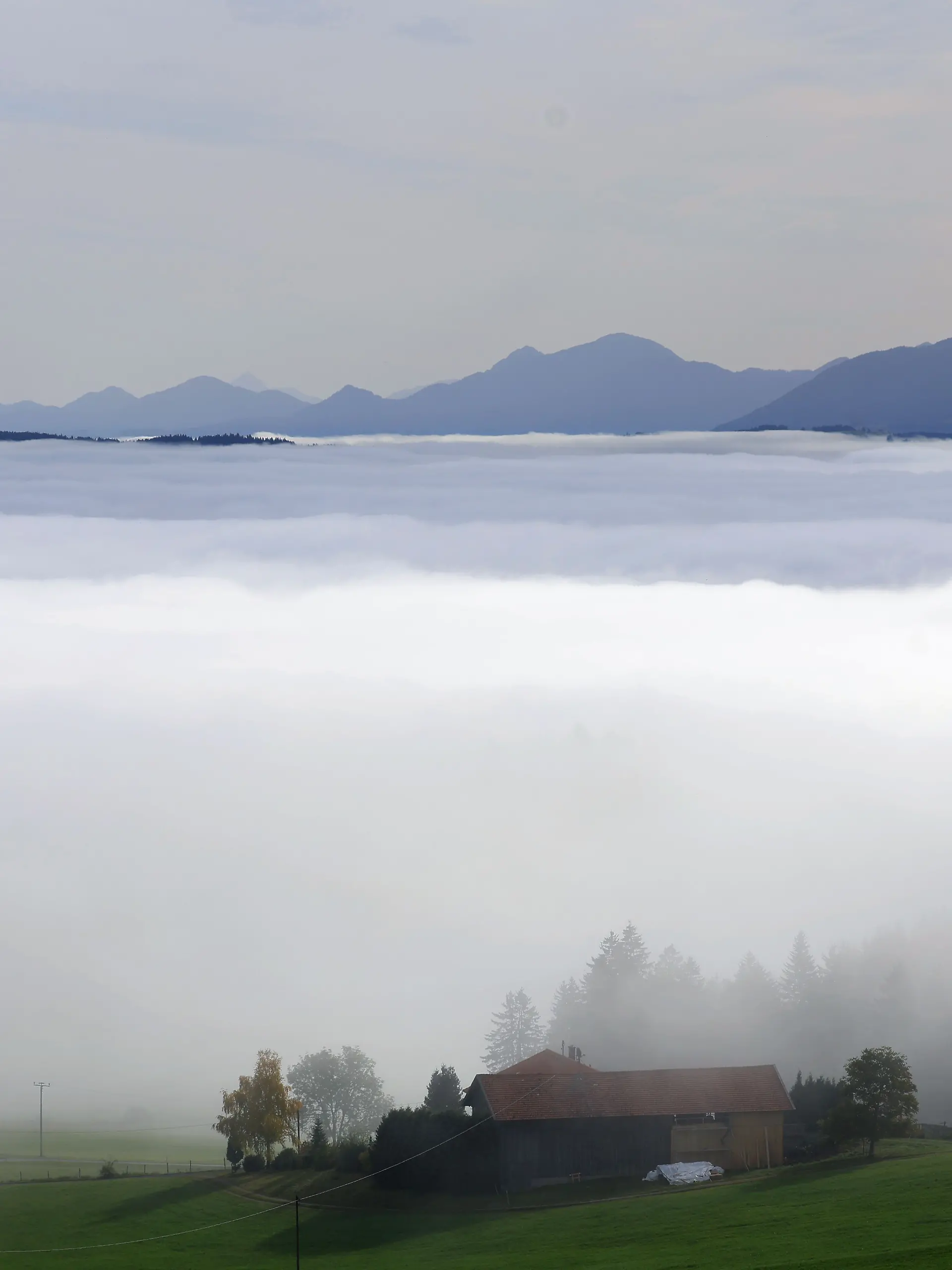 Sonne in den Bergen und Nebel im Tal - Wetter