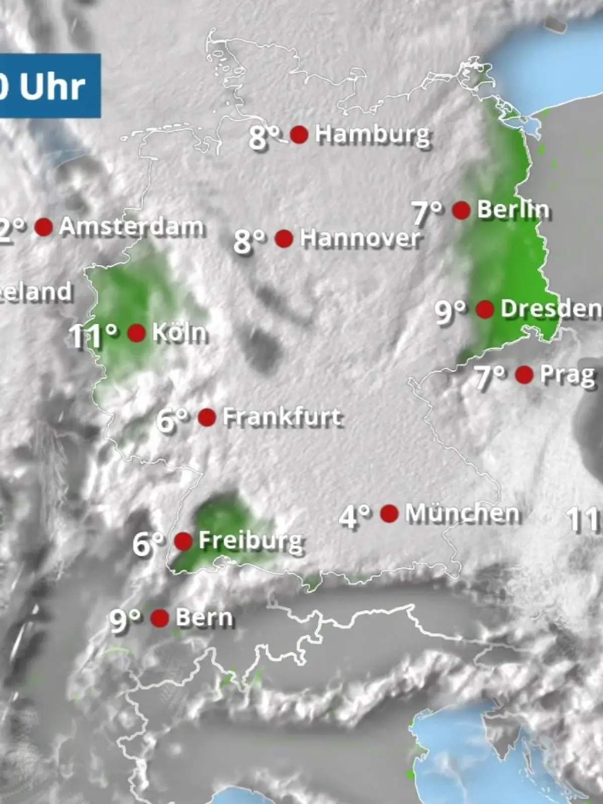 Bild zu: "Wolkendecke bleibt dich, später kommt Regen"