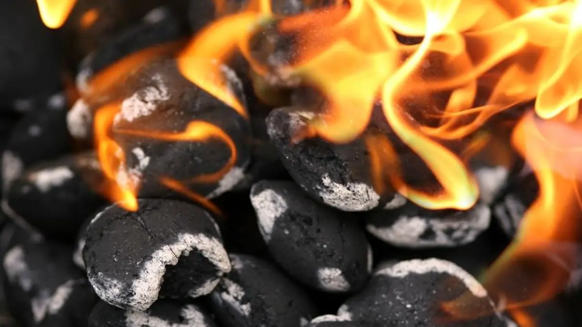 Charcoals engulfed in flames